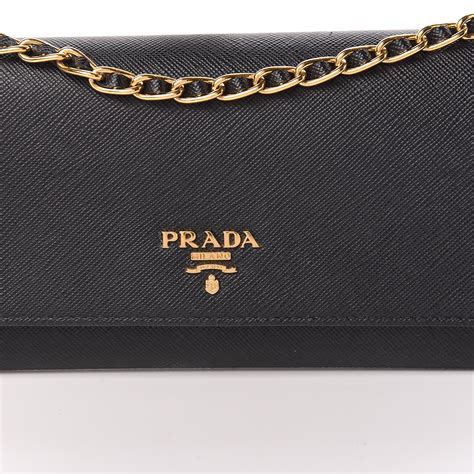 prada women's saffiano metal oro chain wallet|prada saffiano wallet price.